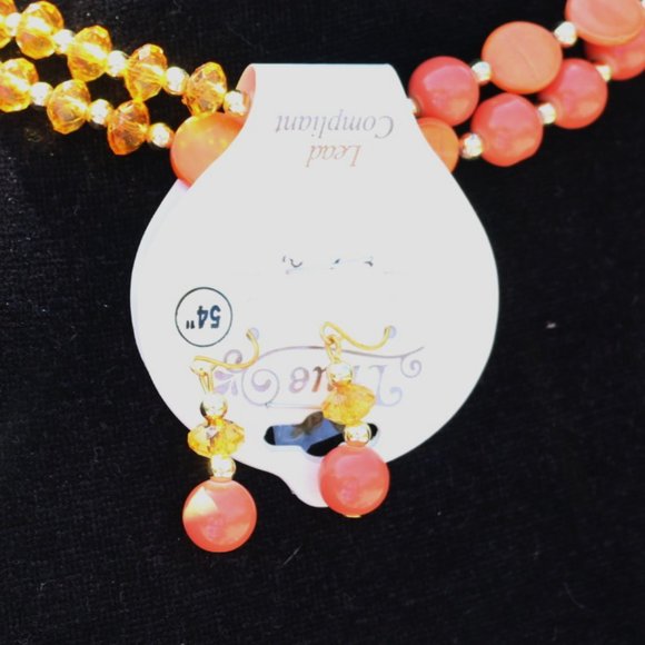 Necklace Boho Shades of Orange Shell Statement Set - Picture 4 of 6